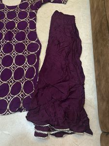 Elegant Purple Kurta Set with Foil Print