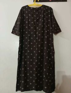 Brown Embroidered Long Top / Kurti 4XL