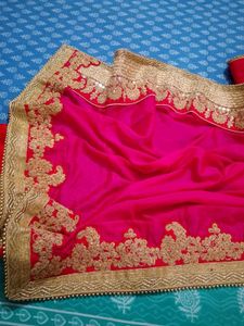 Stunning Red &amp; Gold Embroidered Saree