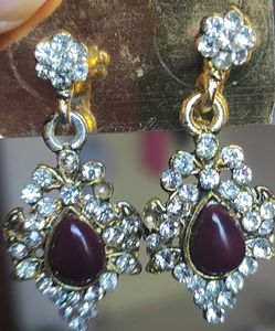 2 Exquisite Red &amp; Crystal Drop Earrings