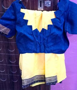 Elegant Blue &amp; Yellow Saree