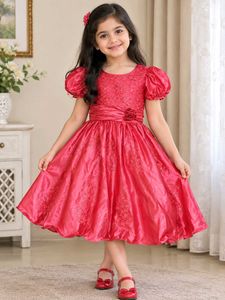 Kids Coral Pink Embellished Gown