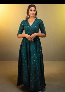 Elegant Teal Polka Dot Maxi Dress