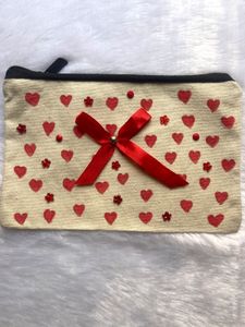 Heart Print Pouch with Bow❤️