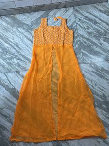 Vibrant Orange Embroidered Kurta