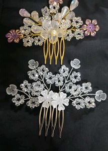 Elegant Crystal Hair Combs - Set of 2