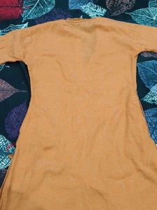 Men's Orange Embroidered Kurta