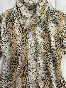 Animal Print Button-Up Blouse