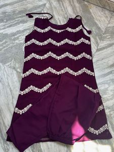 Elegant Purple Kurta Set with White Embroidery