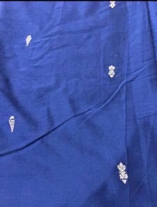 Blue &amp; Gold Indian pure cotton Saree