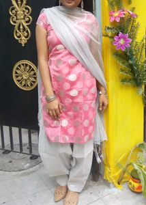 Pink Polka Dot Kurta Set