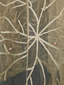 Golden Dupatta With Embroidery N Pearl Work