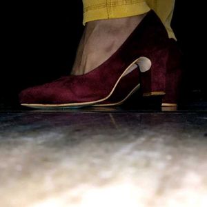 Maroon Block Heels
