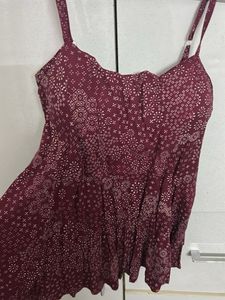 Maroon Floral Spaghetti Strap Top