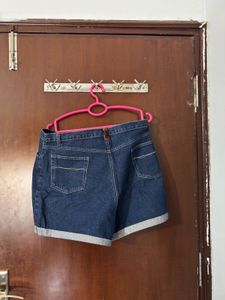 Denim High-Waisted Cuffed Shorts