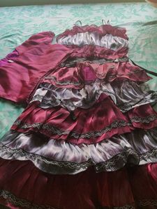 Girls maroon frill party wear frock