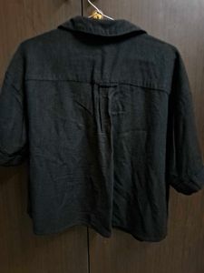 Westside Lov Size S:Black Linen Button-Up Shirt