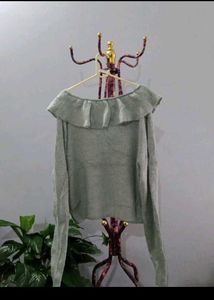 H.M Ruffled Knit Cropped Cardigan