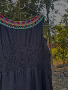 Boho Embroidered Black Maxi Dress