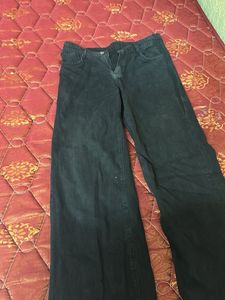 Wide Leg Black Denim Jeans