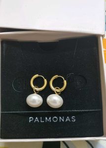 Palmonas::Gold Pearl Hoop Earrings