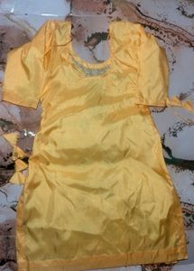 Women’s Embroidered Silk Blend Kurti with Patiala