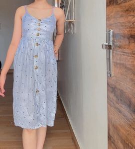Blue heart printed cute zara dress