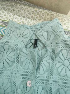 Mint Lace Button-Up Shirt