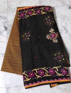 beautiful cotton embroidery saree