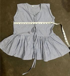 Blue Striped Peplum Top
