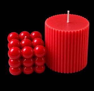 Unique Red Bubble & Fluted Pillar Candles