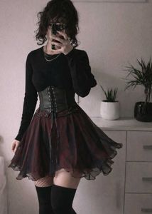 Crimson Sequin detail romantic gothic/grunge skirt