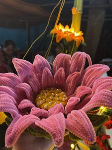 Handmade Pink Flower Showpiece with Lights