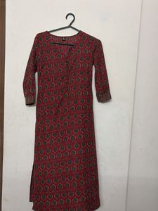 Red Printed Kurta