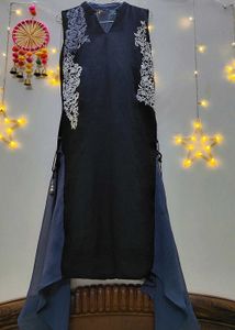 Chic Black Kurta with Draping