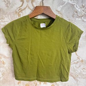 Olive Green Cropped T-Shirt