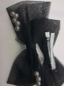 Black Bow Hair Clips with Pearls
