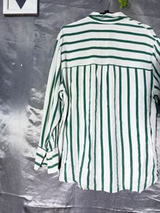 Barshika Green Striped Button-Up Shirt