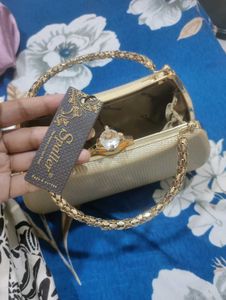 Elegant Gold Clutch Bag with Chain Strap