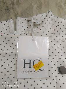 Off White Polka Dots Dress For Girls/Women