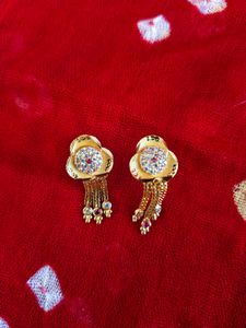 Elegant Gold-Tone Flower Earrings