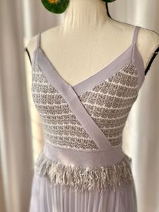 Elegant Lilac Pleated Midi Dress