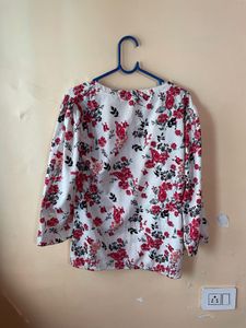 White Floral Print Tunic