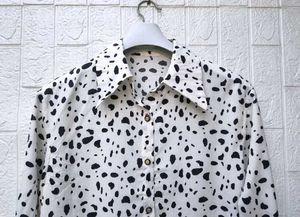 Korean Pintrest Dalmatian Print Button-Up Shirt
