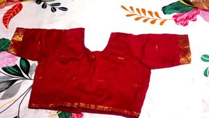 Elegant Red Silk Saree with Gold Border