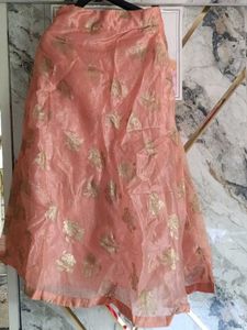 Elegant Peach Floral Skirt with blause and duptta