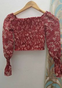 Boho Floral Smocked Crop Top