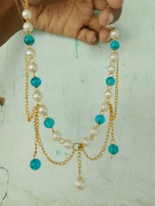 Handmade Pearl &amp; Turquoise Crystal Necklace Earrin