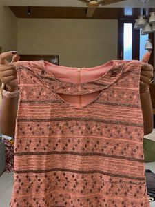 Stylish Coral Print Dress