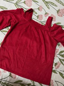 Red Cold Shoulder Top
